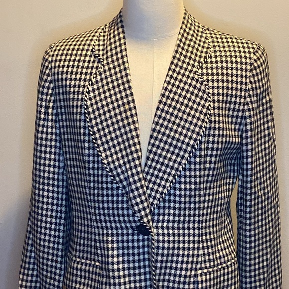 Christian Dior Black and White Checkered and Fully Lined Blazer (US 14) - Picture 2 of 7